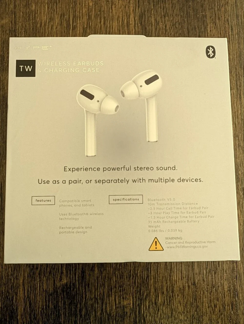 Hype Air Play Wireless Earbuds - White